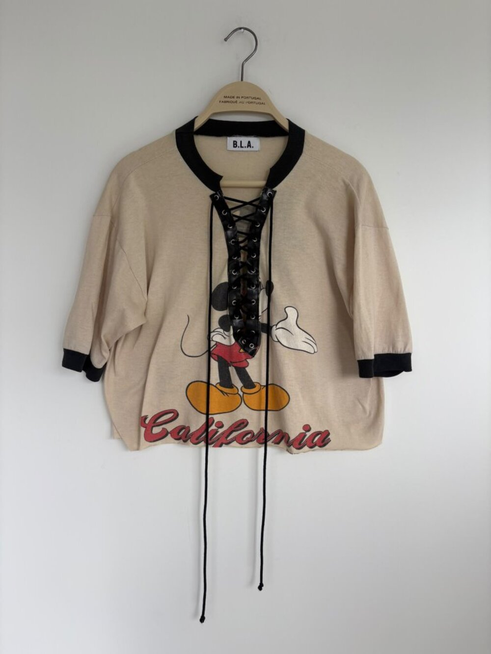 B.L.A. Vintage Mickey Mouse California Lace-Up Graphic Top